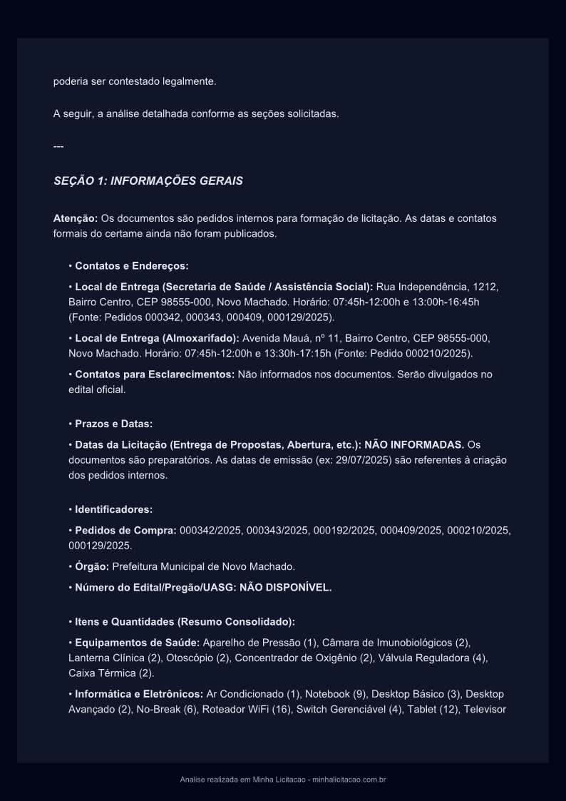 Detalhe dos requisitos de habilitação extraídos pela IA